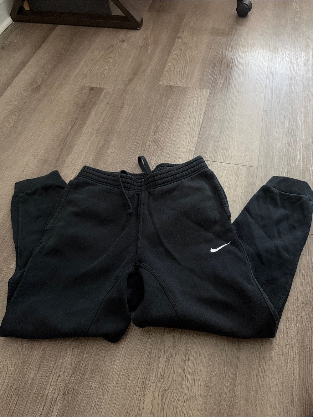 Nike Kids Black Jogger Sweatpants with White Swoosh